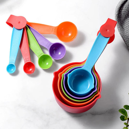 10Pcs Measuring Spoons Colorful Plastic Measuring Cups Useful Sugar Cake Baking Spoon Kitchen Measuring Tool DIY Baking Supplies