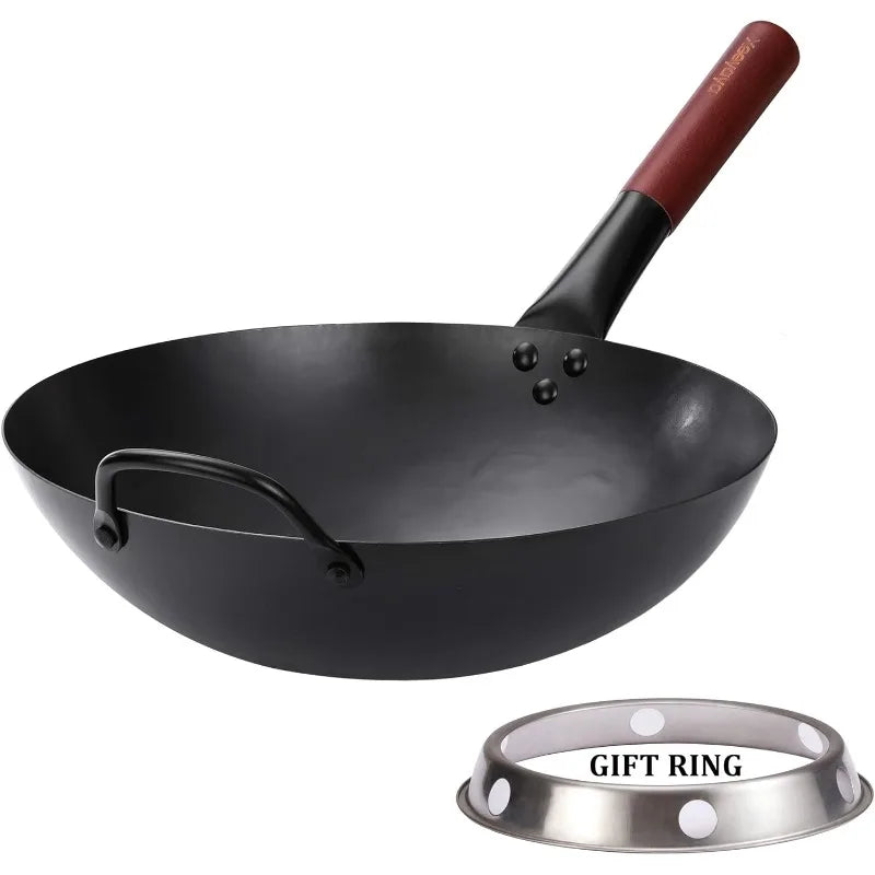 Carbon Steel Wok Pan with Lid