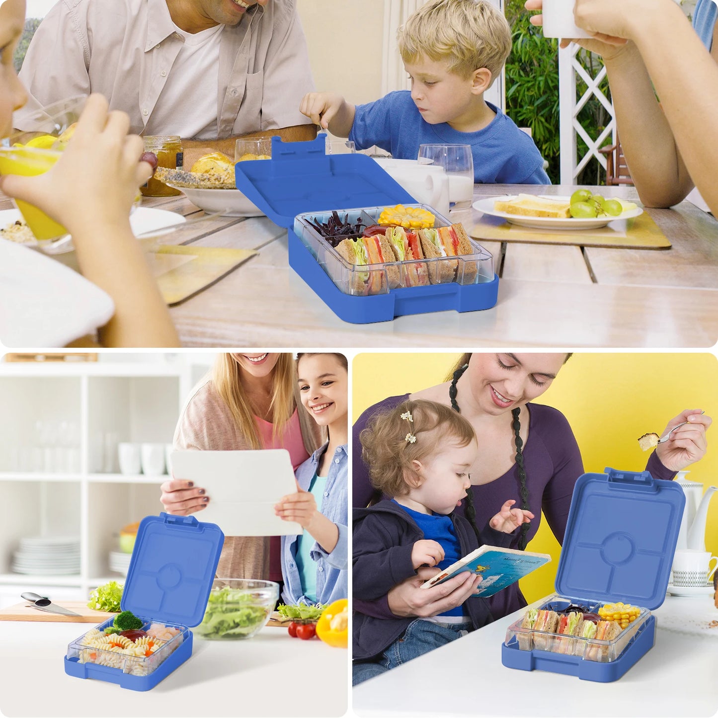 Aohea Bento Lunch Box for Kids 4 Compartment Lunch Containers Kids Leak-Proof