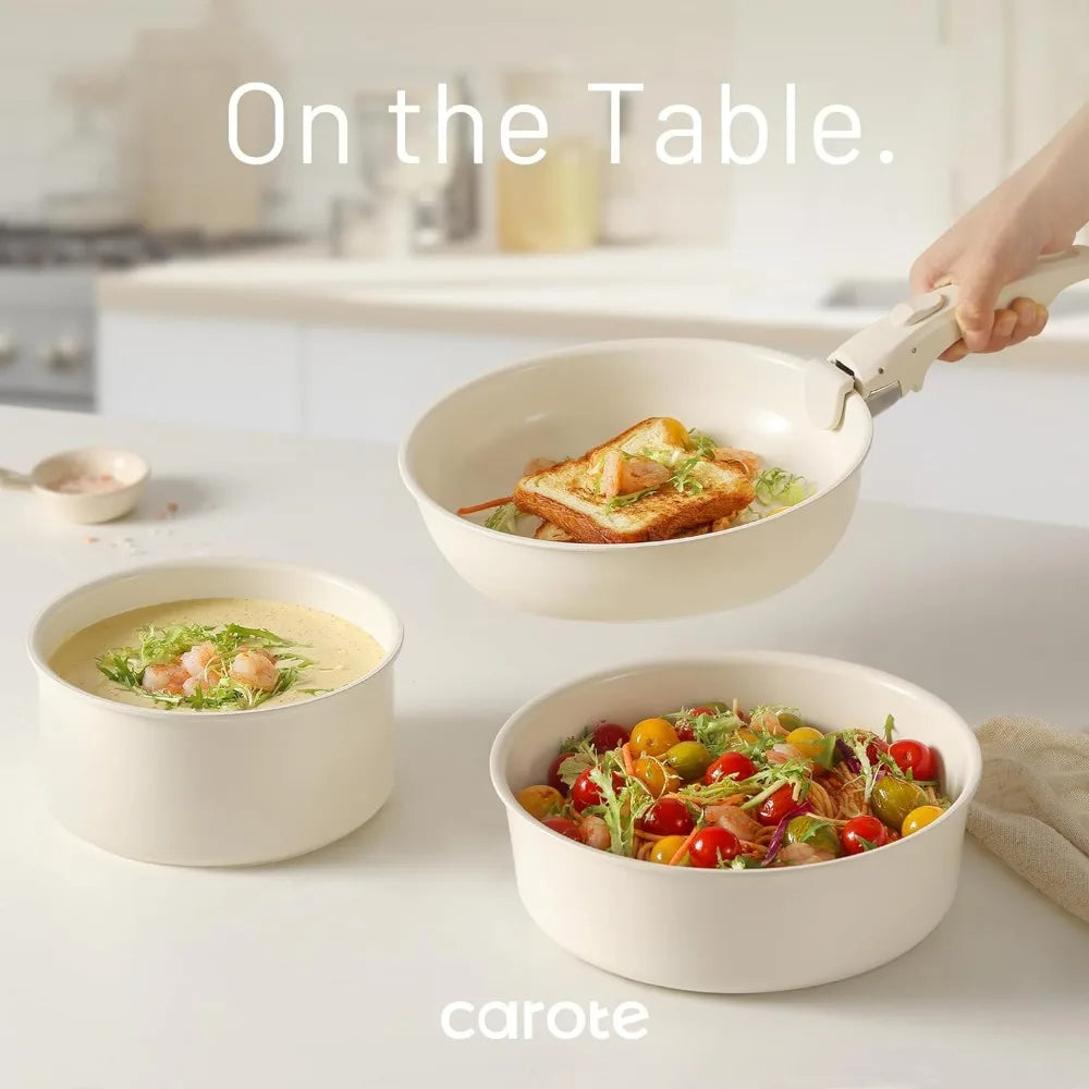 CAROTE - Ceramic Cookware Set Detachable Handle