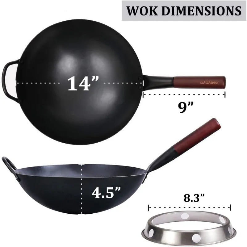 Carbon Steel Wok Pan with Lid