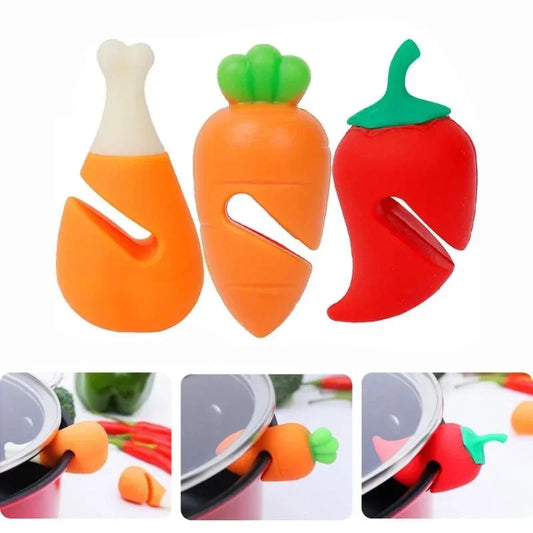 1pc 2pcs Silicone Pot Lid Anti-spill Rack Heat-resistant Anti-Overflow Stoppers Pot Cover Lifter Holder Creative Kitchen Tools G