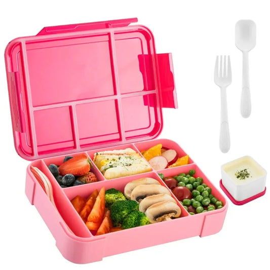 1330ML Bento Box Adult Lunch Containers with 6 Compartment for Adults/Kids/Toddler With Tableware Sauce Lunch Box