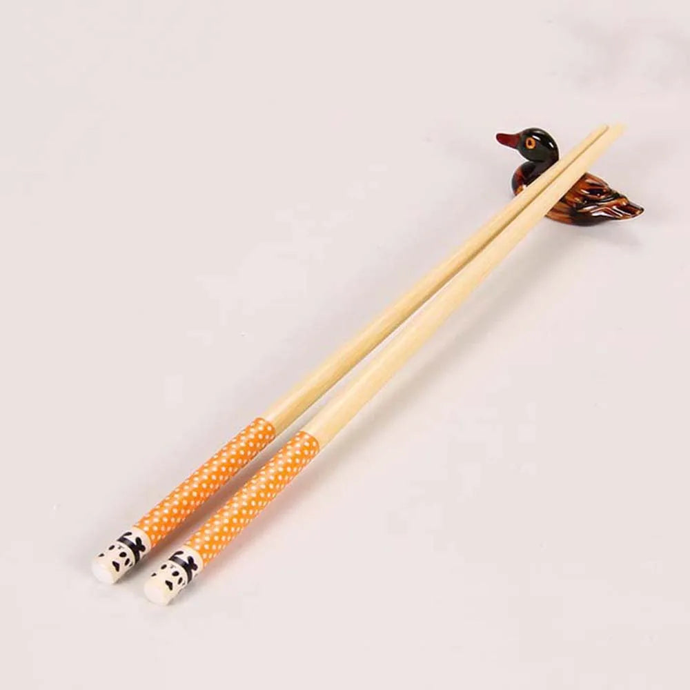 1/5Pairs Natural Bamboo Chopsticks Panda Dot Wood Multi-Color Kitchen Restaurant Canteen Tool Reusable Tableware